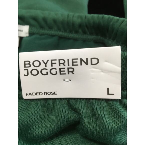 NWT Faded Rose Large Boyfriend Jogger Green Los Angeles Nobby Appliqué - Picture 4 of 7